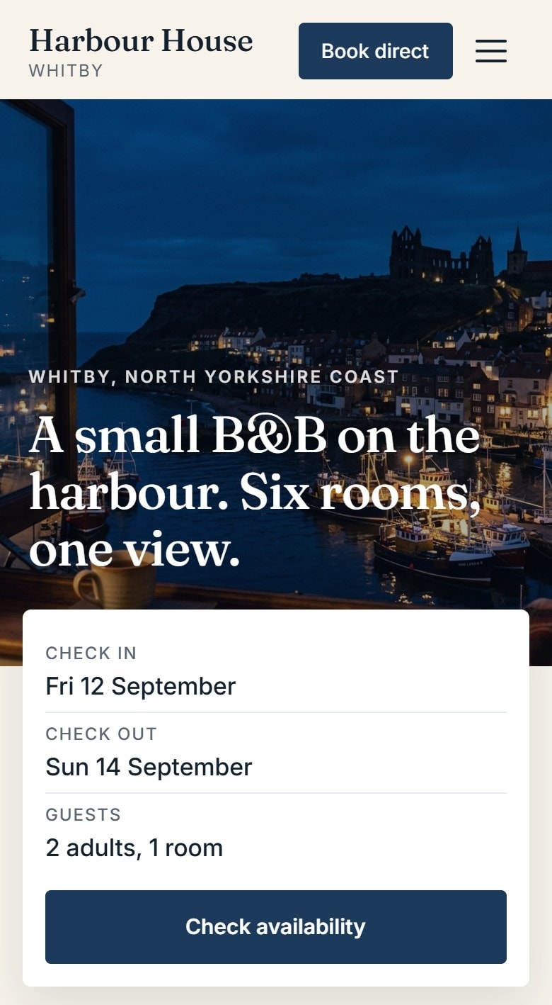 Harbour House concept site, phone view