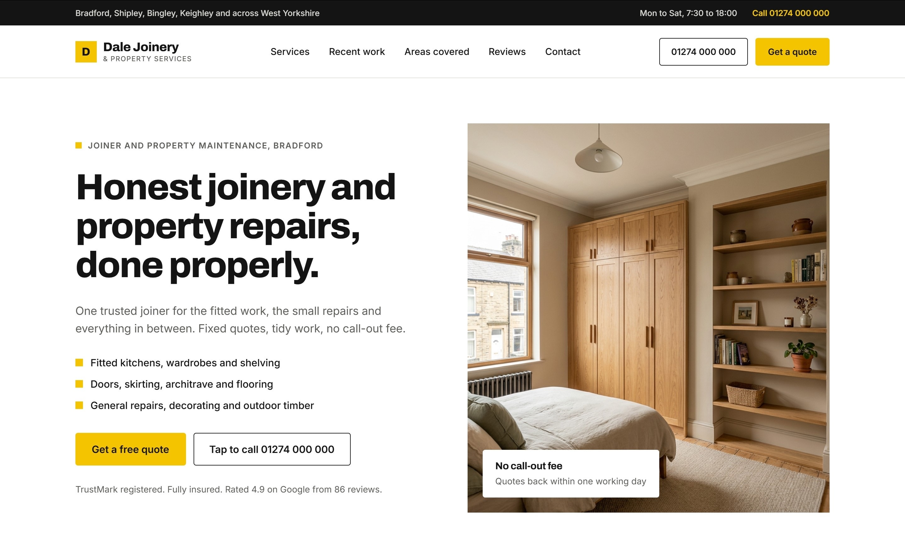 Dale Joinery · joiner and property services, Bradford: concept site